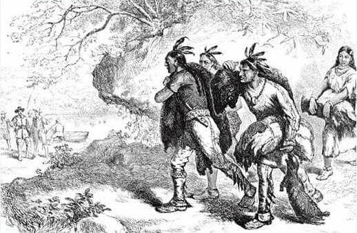 History - fur traders drawing